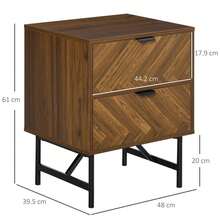 Bedroom Storage Cabinet Brown HOMCOM Two-Drawer Herringbone Bedside Table Home - Multicolor - View 5