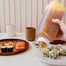 1pc Squeeze Sauce Bottle! Leak-Proof Design + Clear Measurement Scale, With Lid Seasoning Bottle, Suitable For Grilling, Salad And Baking - 0.6L/0.8L/1L (20oz/27oz/33oz) - Transparent White - View 8