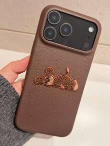1件可愛卡通3D臘腸犬與柴犬紋理全包覆手機殼保護殼，相容 iPhone 18/18Pro/18promax/17 17 Pro Max 17 Pro 17 Air 16 15 14 13 12 Pro Max 16 Plus 11，柔軟防震套，秋冬聖誕禮物 - 棕色 - 查看 7