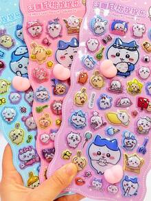1张随机卡通可爱捏捏贴纸，DIY手工贴纸，适合作为节日礼物或学校笔记贴纸，精致可爱，设计精良。 - 彩色 - 查看 3