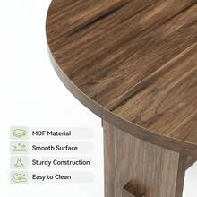 LITTLE TREE Modern Round Coffee Table, 31.5-Inch Circle Wood Center Table, Farmhouse Small Living Room Table For Small Space, Easy Assembly, Brown - màu nâu - Xem 5