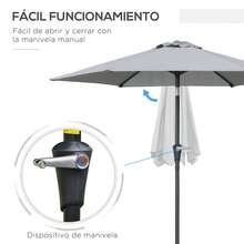 Outsunny Outdoor Parasol, Stand And Base - A - View 4