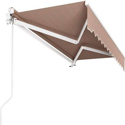 Manual Articulated Arm Awning, 250 X 200 Cm, Articulated Awning, Includes Wall Bracket, Hand Crank, Water-Repellent, Aluminium/Polyester, For Outdoor Patio, Balcony, Anthracite