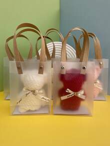 1/2/4pcs Transparent Frosted Gift Bags, Gift Packaging Tote Bags, Candy Bags, Reusable Semi-Transparent Packaging Gift Tote Bags - View 9