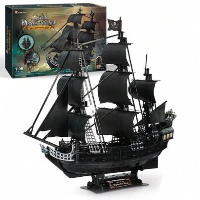 Quebra-cabeça 3D Modelo de Navio Pirata à Vela, Vingança da Rainha Ana Montagem DIY, Presente Criativo para Adolescentes e Adultos