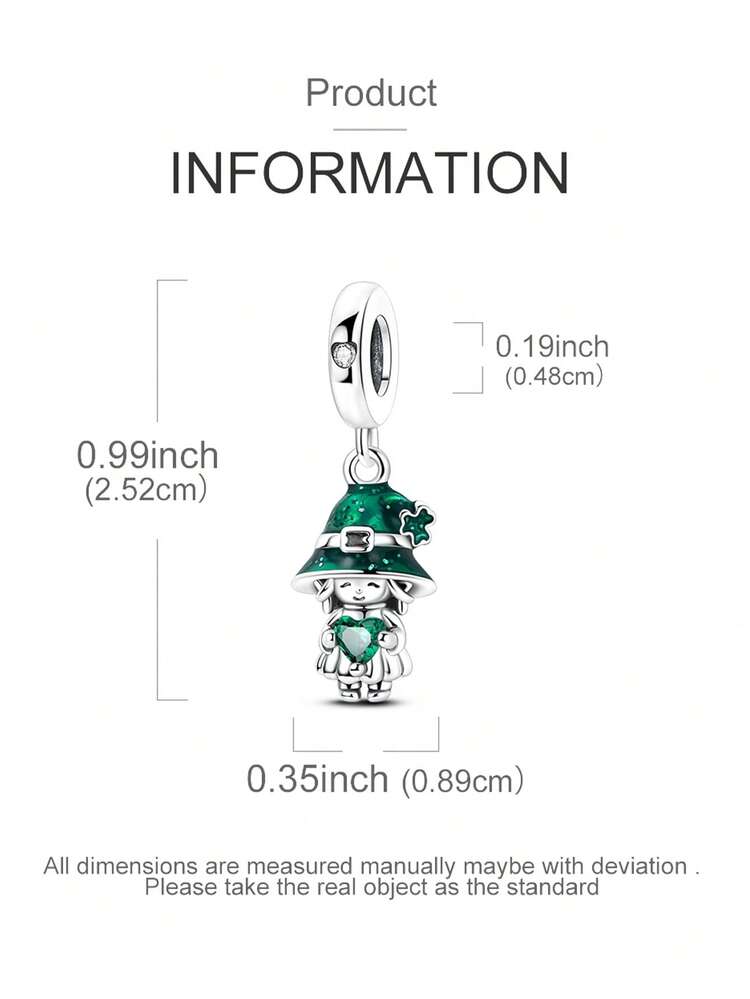 1 Pieces Original Design Silver Color Charms Beads For Women Hat Elf Mother Mary Colorful Pendants Pink Heart Cubic Zirconia Inlay Elegance Jewelry Gifts Fits Original Bracelet & Necklace DIY Making - Multicolor - View 5