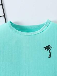 4pcs/Set Boys/Girls Summer Short Sleeve T-Shirt Top And Shorts Bottom Outfit, Lightweight Casual Vacation Style, Fits Ages 4-12 - Multicolor - View 3