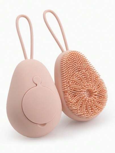 1支牛油果形硅胶身体刷 - 符合人体工学的手持设计，深层清洁并温和去角质，无香型，男女日常护肤的理想之选，硅胶洁面刷
