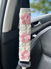 2件装针织花朵蓬松纹理汽车安全带套，防摩擦防滑肩垫 - 護肩 - 查看 3