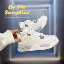 Women's Casual Sneakers, Air Cushion Shoes, White Grey Sneakers Ideal For Pairing With Jeans, Joggers, Dresses And Shorts - 白灰 - 查看 4