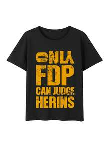 Y2K 复古风超大号 T 恤，做旧字母图案 T 恤，海军蓝宽松休闲上衣，夏季黑色 - 黑色 - 查看 5