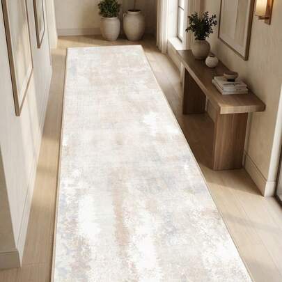 1pc Vintage Distressed Abstract Art Rug/Carpet/Area Rug/Bath Mat/Door Mat/Runner, Suitable For Bathroom, Kitchen, Entryway, Hallway, Bedside, Living Room, Bedroom, Soft & Washable, Home Decor