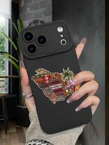 Fashionable Popular Personalized Saudi Arabia Map Traditional Pattern Camel Palm Tree Pattern Design Theme Luxury Shockproof Aesthetic Cute Phone Case With Lens Protrusion Protection Compatible With For IPhone 17/17Pro/17Pro Max, 16,15,14,13,12,11 Plus/Pro Max And Series,And Compatible With For Galaxy S/A Series Gift For Easter Day, Christmas Halloween Decoration/Gift For Birthday, Girlfriend, Boyfriend, Friend Or Yourself - Black - View 2
