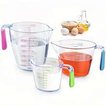 3pcs Measuring Cup Set - Transparent Plastic Liquid Measuring Cups With Ounce And Milliliter Markings, Essential Kitchen Cooking & Baking Tool - Transparent and Colorless - View 10