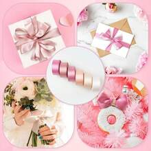 6 Rolls 25mm/10 Yards Full Color Holiday Party Decorative Satin Ribbon, Create Fresh Style + Rose Satin Shiny High Density Fabric, Suitable For Fresh Scene Decoration + Floral Arrangement + Handicraft + Gift Packaging Decoration - View 3