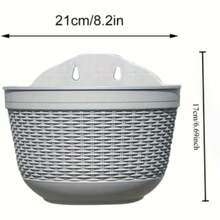 壁挂式花盆 - 藤编风格悬挂花盆，塑料编织半圆形树脂壁挂篮，适合室内外植物 - 多色 - 查看 5