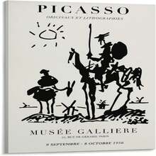 Picasso Lithograph Exhibition Poster Of Named - Don Quixote - Mid Century Art Print Mid Century Canvas Prints For Living Room Bedroom Decorating Canvas Wall Art Decor Poster Print Framed 12x18inch - 1PC - View 2