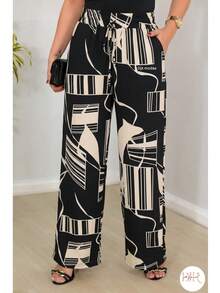 Wide-Leg Pants In DUNA Fabric, Unlined, Woven Fabric WITHOUT Elastane, With Pockets (Size Chart Available) - 幾何黑色 - 查看 3