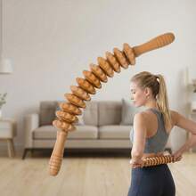 Wooden Massage Stick, 9/12 Wheel Massage Hammer Massager, Meridians Relax Neck, Waist, Thigh Acupoints Relieve Fatigue - A - View 2