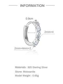 AnlaScheer 1pc 0.1ct Moissanite 925 Sterling Silver Marquise Flat Back Cartilage Ear Stud, Women's Engagement Wedding Bridal Jewelry - Silver - View 7