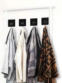 20/1pc Black Traceless Hooks Multifunctional Wall Strong Adhesive Hook Clothes Hook Bathroom Kitchen Accessories - A - View 10