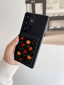 1 pièce Étui de téléphone en TPU noir unicolore antichoc et 1 pièce Étui de téléphone 2-en-1 polyvalent et créatif avec porte-carte amovible à motif floral de tulipe noire, convenant comme cadeau d'anniversaire/fête/anniversaire pour petite amie/petit ami, meilleur ami, conjoint, partenaire, famille, patron, collègue, étudiant, enseignant. Compatible avec iPhone, version internationale, pas la version domestique - Multicolore - Voir 3