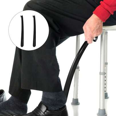 1个16.5英寸长柄鞋拔，适用于老年人、男士和女士，可用于靴子穿脱，辅助穿鞋