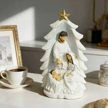 Jesus Nativity Scene Ornaments Resin Holy Family Figurine For Home Indoor Tabletop Decorations - White - View 1