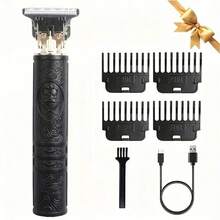 1 pieza Cortadora de pelo eléctrica profesional, Recortadora de cabello para hombres, Afeitadora personalizada de barbería, Herramienta de aseo, Regalo del Día del Padre - Multicolor - Ver 16