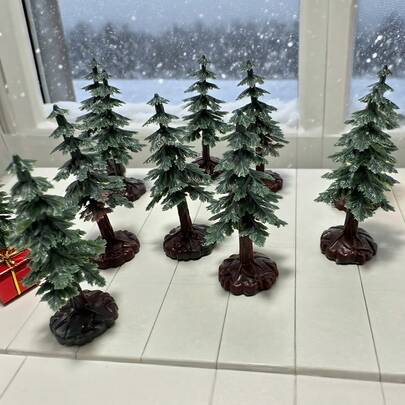 5/10/15 Stück Mini Plastik Weihnachtsbäume - unzusammengefügte Tannenbaumfiguren, geeignet für Basteleien, Theater und Feiertags-Dekoration, moderner Stil ideal für RPG-Szenen und Landschaftsmodelle, Weihnachtsdekoration für Feiertags-Partys und Zuhause