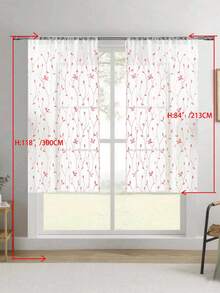 1 tấm rèm voan thêu, họa tiết hoa, thiết kế có khe luồn thanh treo, chống tia UV, thoáng khí, trong suốt, chất liệu polyester, không có lớp lót, thích hợp cho phòng khách, phòng ngủ, phòng ăn. - Hồng - Xem 21