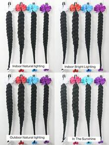 Kids Braids Wig With Bow Braid Ponytail Fake Hair Accessory New Chinese Style Ponytail Wig Hairpiece 2PCS - Black - View 10