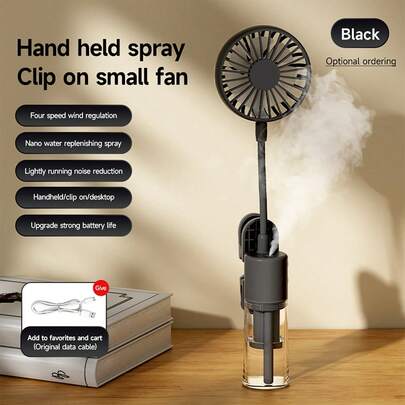 Neuer Nebelclip-Ventilator, tragbarer USB-aufladbarer Mini-Handventilator mit Kühlfunktion, mehrfach verstellbar, Sommer-WM-Kühlgerät