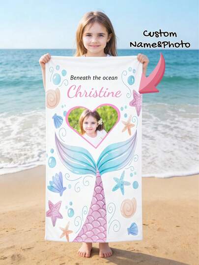 Personalized Kids Beach Towel,Summer Birthday Gift For Kids,Summer Vibes,Girls Beach Trip,Custom Beach Towel,Swimming Pool,Beach Decor