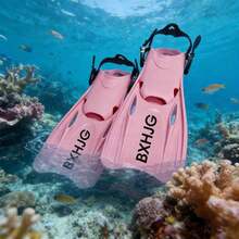 Adjustable Strap Snorkeling Fins, Short Silicone Diving Shoes With Open Heel, Adult Unisex Travel Size - Multicolor - View 4