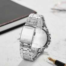 Đồng hồ Casio Edifice Business Sports Quartz dành cho nam, chống nước 100M, dây đeo thép không gỉ, mặt số lớn, đa chức năng. - Một cỡ - Xem 3