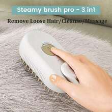No-Rinse Cleaning Brush For Pets, Steam Fluff Removal Massage Comb, Pet Bath Brush, Pet Automatic Hair Removal Spray And Anti-Static Massage Comb For Dog And Cat Grooming - 白色 - 查看 10