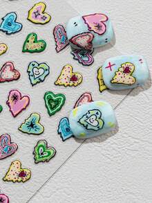 Cartoon Interesting Nail Stickers, Nail Stickers To Relieve Stress, Women's Self-Adhesive Nail Stickers, 5D Embossed Effect, Cute And Fun, Exquisite Themes, Simple DIY Nail Art Decor, Holiday Gifts, Party Style Stickers, Water Cup And Phone Decorative Stickers - Multicolor - View 4