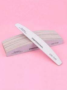 7 st grå halvmåneformade tunna nagelfilar 180/240 korn trämanikyrverktyg - Ljusgrå - Visa 7