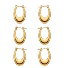 1 par de pendientes de aro gruesos y en forma de U, hipoalergénicos adecuados para oídos sensibles, en tono dorado para mujeres - Dorado - Ver 14