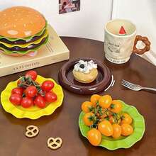 Bộ đồ ăn bằng nhựa hình xương hamburger mới, đĩa dễ thương, bát salad, đĩa tráng miệng, đĩa đựng gia vị hoạt hình. - Nhiều màu - Xem 2