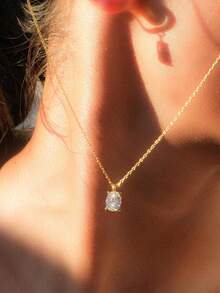 1pc 925 Sterling Silver Minimalist Unique Layerable Pendant Necklace, Elegant Jewelry Gift For Women, Party Gift, Birthday Gift, Daily Wear - Gold - View 4