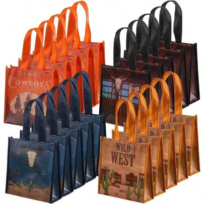 - 24 bolsas de regalo de de vaquero con asa, tela no tejida, con temtica occidental, bolsas de regalo de dulces y galletas de Wild West Rodeo para decoracin de de cumpleaos