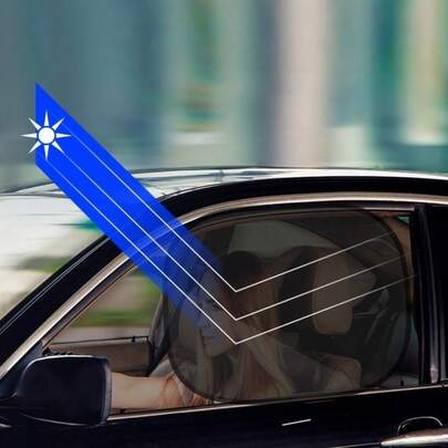 2 件装汽车前窗遮阳帘，带强力吸盘，防紫外线隔热，适用于汽车内饰