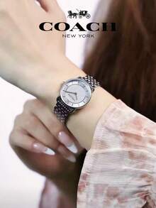 Coach ELLIOT Series Women's Watch, Silver Tone Case Silver Stainless Steel Band Silver Sand Dial - Silver - View 5