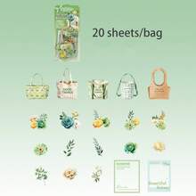 20张/包贴纸，“角落藏花”系列，精致花卉主题PET贴纸，剪贴簿用品和笔记本配件，可用于装饰卡片、相框、电脑、手机壳、水杯、旧杂志、铅笔盒、行李箱、桌面装饰贴纸、返校季贴纸、文具趣味贴纸，适用于Kindle - 貼紙包 - 查看 16