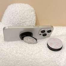 蝴蝶结图案圆形3D手机支架，一体式可折叠伸缩手机支架 - 彩色 - 查看 3