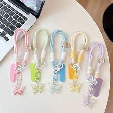 1 chiếc dây đeo cổ tay ngắn dệt thủ công + kẹp + dây đeo hình bướm chuyển màu, được thiết kế dành cho nữ, tương thích với túi xách, móc khóa, máy ảnh, đồ trang trí, thích hợp làm quà tặng cho mẹ, gia đình, bạn bè, sinh nhật, quà tặng điện thoại dịp lễ. - Nhiều màu - Xem 2