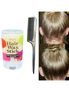 1 件发蜡发胶棒，用于驯服散落的头发，发蜡棒凝胶，用于假发边缘控制，不油腻的造型蜡，用于纹理、形状、光滑（植物角鲨烷），带 1 件黑色梳子 - 彩色 - 查看 5
