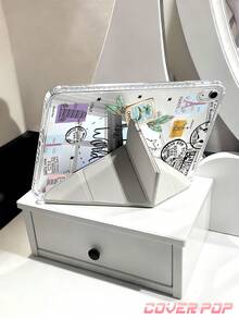 Travel Pattern Tablet Case Compatible With IPad Air 11-Inch M3 2025 / M2 2024, Air 5th Generation 2022 , (A16) 11 Inch 11th Generation 2025,Compatible With Samsung Galaxy Tab,Kindle Paperwhite 12th Gen 2024, Clear Back ,Fashion Pattern Protective Case,Autlueomatic Sleep And Wake-Up Function, Airbag Protection, Suitable For Gifts And Office Use - Multicolor - View 6